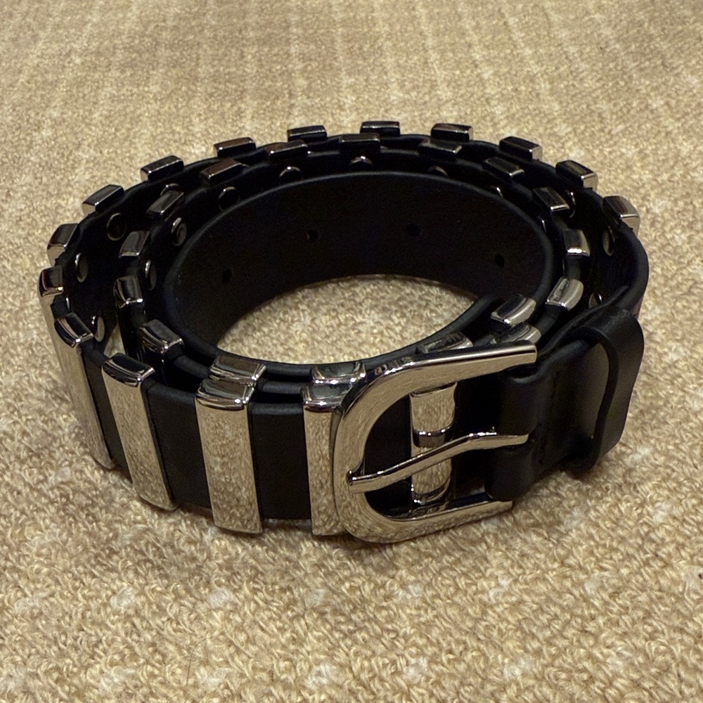 Frame Denim Black Belt with Silver Details